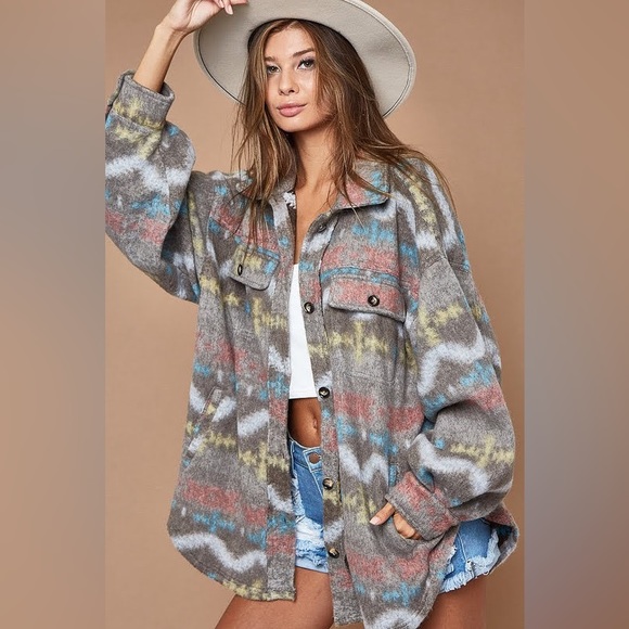 Aztec Print Shacket - Picture 2 of 6